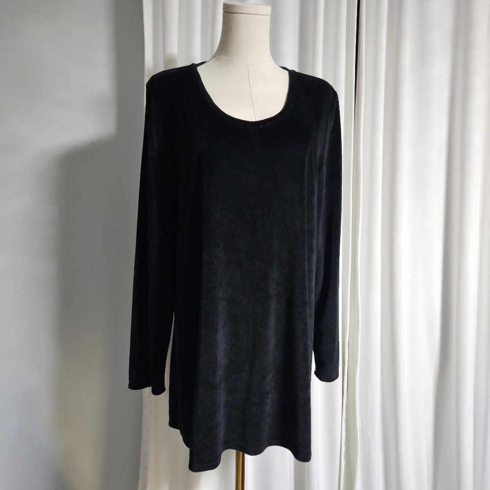 Pure Jill Black Long Sleeve Tunic Top Or Dress